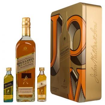 Johnnie Walker Gold Label Reserve + je 1 Miniatur Blue Label und 18 Jahre ... 1x 0,8 Ltr.