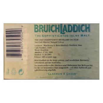 Bruichladdich 1983 Single Cask - ceramic jug
