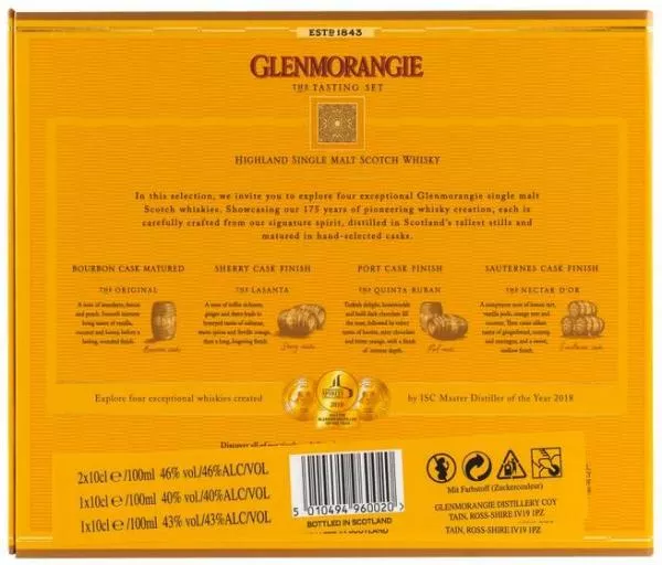 Glenmorangie The Tasting Set - 4 x 0,1 l ... 1x 0,4 Ltr.