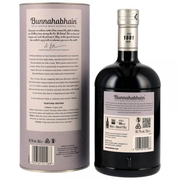 Bunnahabhain 2009/2024 - 14 Jahre - Ruby Port Cask Finish Feis Ile 2024 ... 1x 0,7 Ltr.