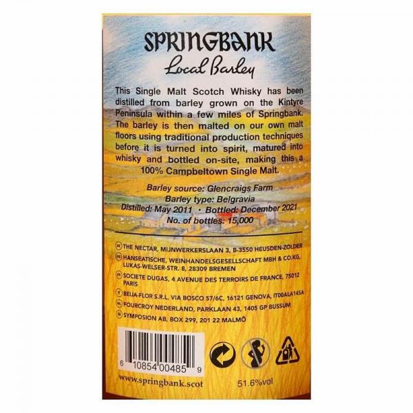 Springbank 10 Jahre Local Barley 2011 - 2021 - 51,6 % Vol. ... 1x 0,7 Ltr.